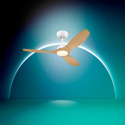 Philips - LED ανεμιστήρας οροφής με ρύθμιση φωτεινότητας OLAS LED/24W/230V Ø132 cm λευκό/καφέ + τηλεχειριστήριο