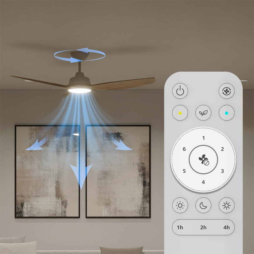 Philips - LED ανεμιστήρας οροφής με ρύθμιση φωτεινότητας OLAS LED/24W/230V Ø132 cm λευκό/καφέ + τηλεχειριστήριο