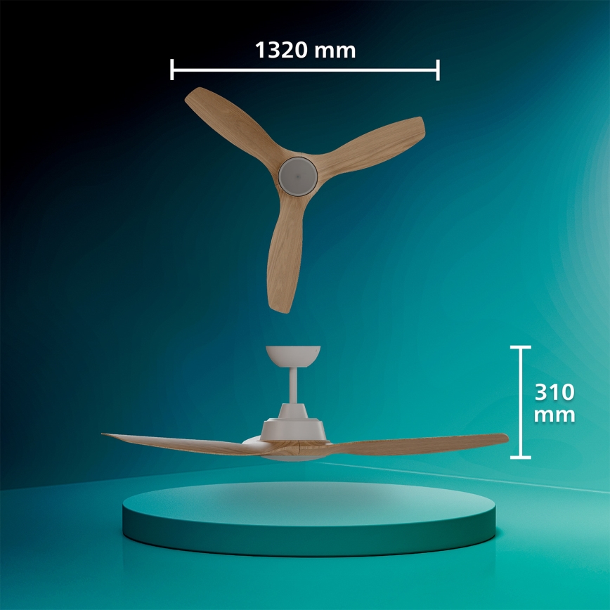 Philips - LED ανεμιστήρας οροφής με ρύθμιση φωτεινότητας OLAS LED/24W/230V Ø132 cm λευκό/καφέ + τηλεχειριστήριο