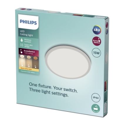 Philips - LED Dimmable φωτιστικό οροφής μπάνιου SCENE SWITCH LED/15W/230V IP44 2700K