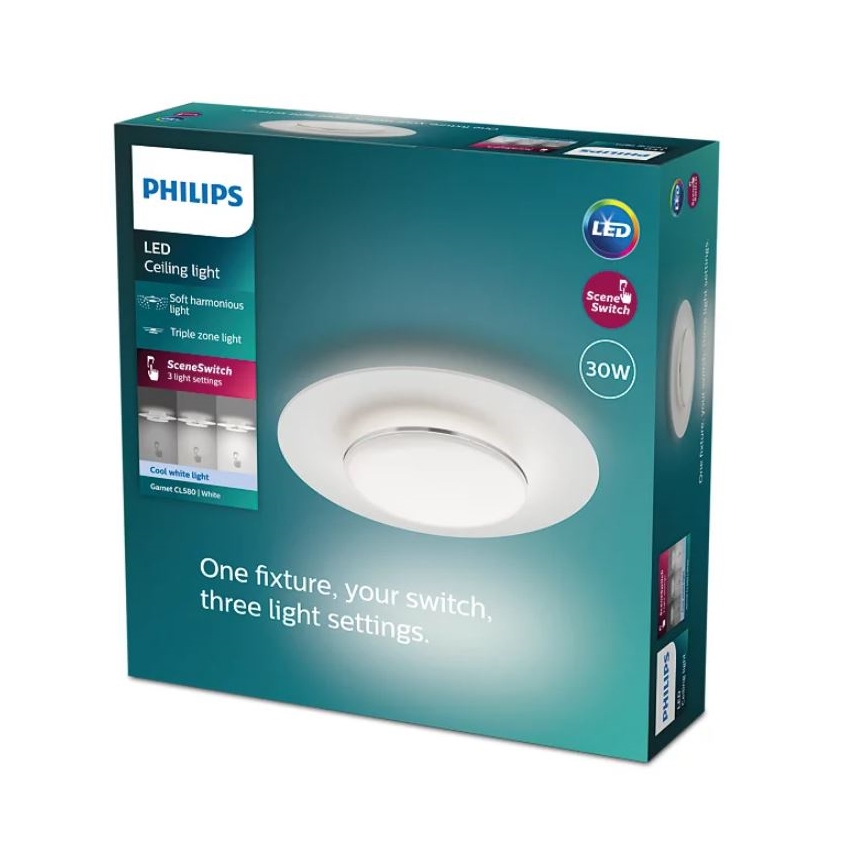 Philips- LED Dimmable φωτιστικό οροφής SCENE SWITCH LED/30W/230V 4000K ασήμι