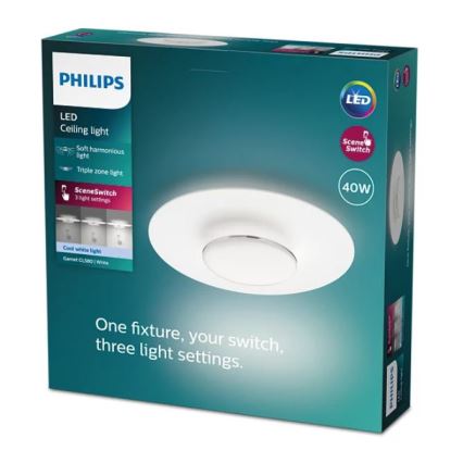 Philips- LED Dimmable φωτιστικό οροφής SCENE SWITCH LED/40W/230V 4000K ασήμι