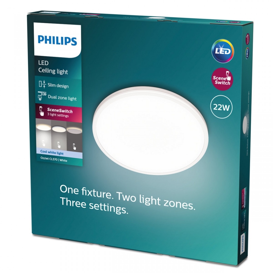 Philips - LED Dimmable φωτιστικό οροφής SCENE SWITCH LED/22W/230V διάμετρος 40 cm 4000K λευκό