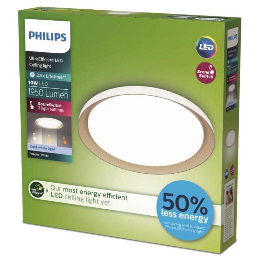 Philips - LED Dimmable φωτιστικό οροφής PEBBLO SCENE SWITCH LED/10W/230V 4000K λευκό