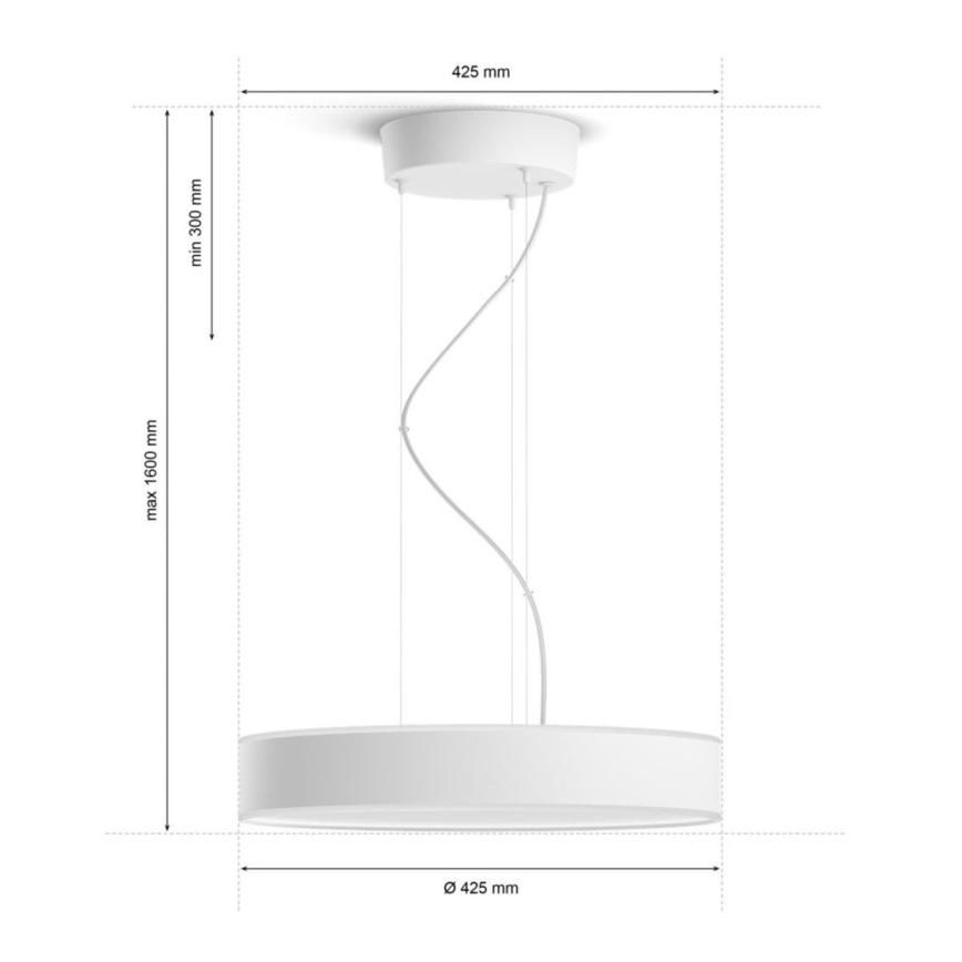 Philips - Led Dimmable κρεμαστό φωτιστικό οροφής Hue LED/33,5W/230V 2200-6500K λευκό + τηλεχειριστήριο