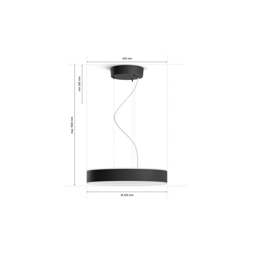 Philips - Led Dimmable κρεμαστό φωτιστικό οροφής Hue LED/33,5W/230V 2200-6500K μαύρο + τηλεχειριστήριο