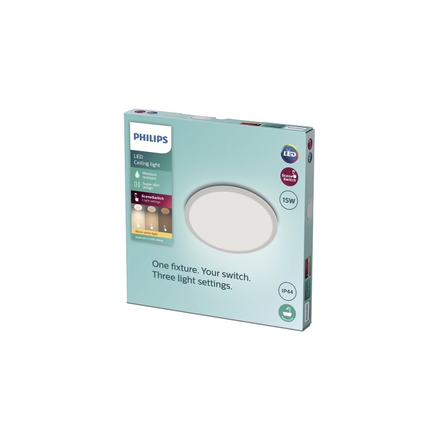 Philips - LED Dimmable φωτιστικό οροφής μπάνιου SCENE SWITCH LED/15W/230V IP44 2700K