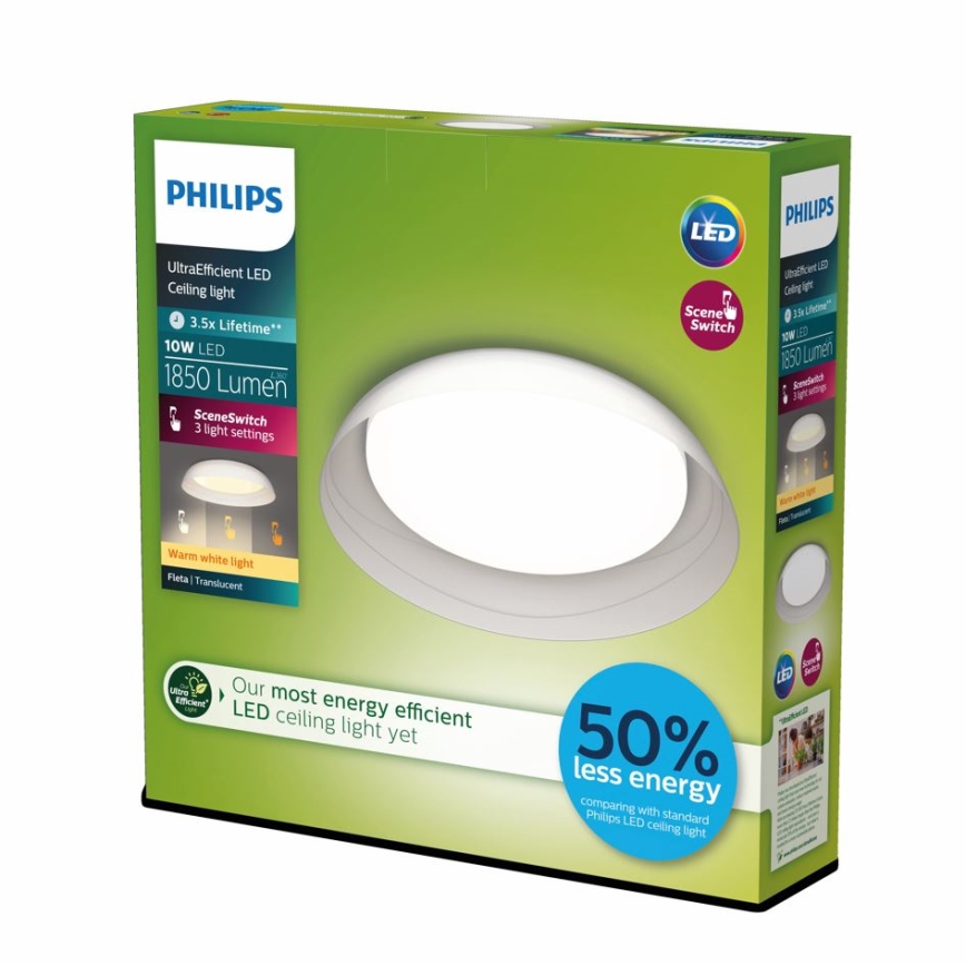 Philips - LED Dimmable φωτιστικό οροφής FLETA SCENE SWITCH LED/10W/230V 2700K διαφανής