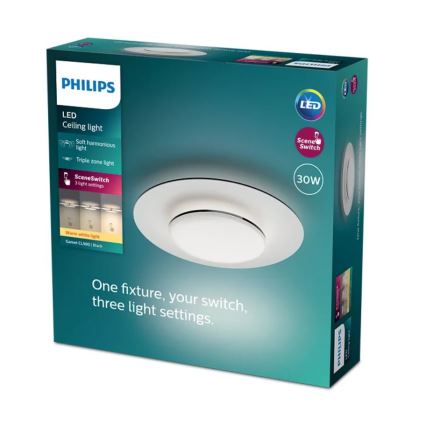 Philips- LED Dimmable φωτιστικό οροφής SCENE SWITCH LED/30W/230V 2700K μαύρο