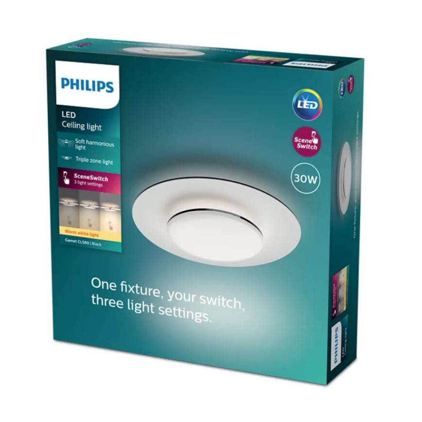 Philips- LED Dimmable φωτιστικό οροφής SCENE SWITCH LED/30W/230V 2700K μαύρο
