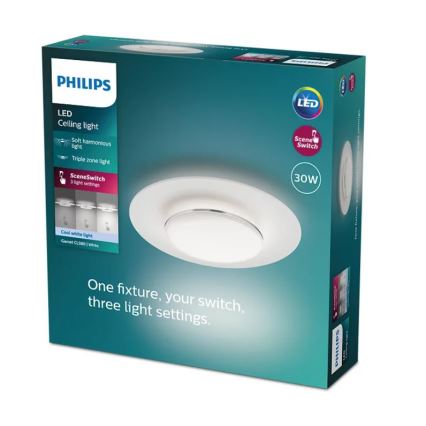 Philips- LED Dimmable φωτιστικό οροφής SCENE SWITCH LED/30W/230V 4000K ασήμι