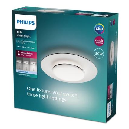 Philips- LED Dimmable φωτιστικό οροφής SCENE SWITCH LED/30W/230V 4000K μαύρο