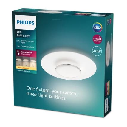 Philips- LED Dimmable φωτιστικό οροφής SCENE SWITCH LED/40W/230V 2700K ασήμι