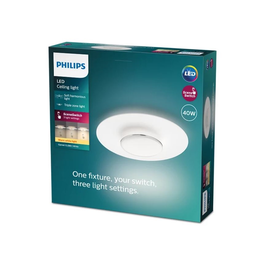 Philips- LED Dimmable φωτιστικό οροφής SCENE SWITCH LED/40W/230V 2700K ασήμι