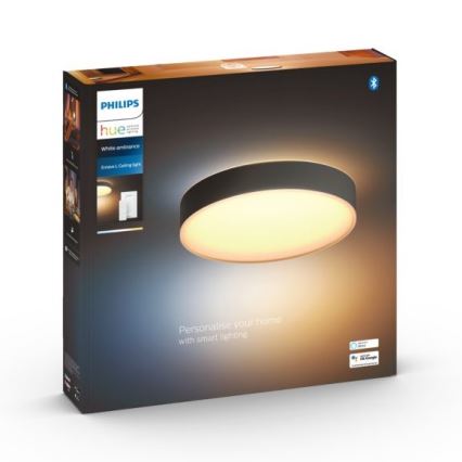 Philips - LED Dimmable φωτιστικό οροφής Hue LED/33,5W/230V 2200-6500K διάμετρος 425 mm μαύρο + τηλεχειριστήριο