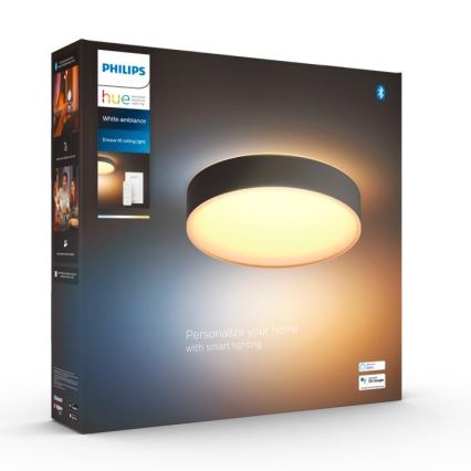 Philips - LED Dimmable φωτιστικό οροφής Hue LED/19,2W/230V 2200-6500K διάμετρος 381 mm μαύρο + τηλεχειριστήριο