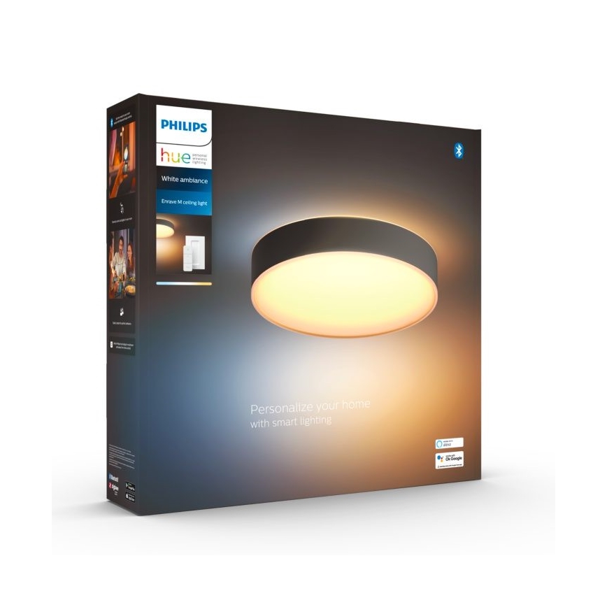 Philips - LED Dimmable φωτιστικό οροφής Hue LED/19,2W/230V 2200-6500K διάμετρος 381 mm μαύρο + τηλεχειριστήριο