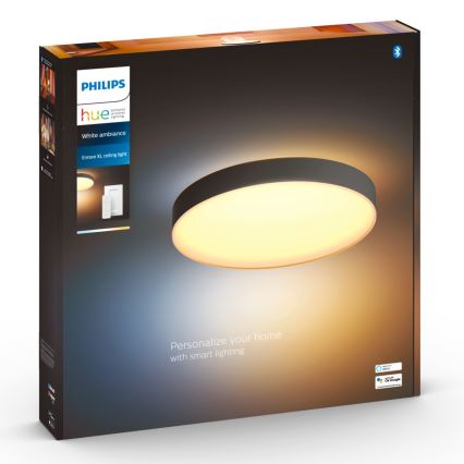 Philips - LED Dimmable φωτιστικό οροφής Hue LED/48W/230V 2200-6500K διάμετρος 551 mm μαύρο + τηλεχειριστήριο