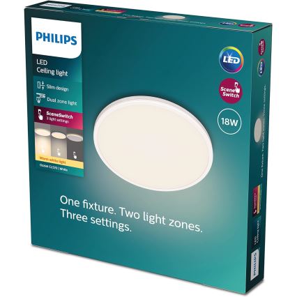 Philips - LED Dimmable φωτιστικό οροφής SCENE SWITCH LED/18W/230V διάμετρος 30 cm 2700K λευκό