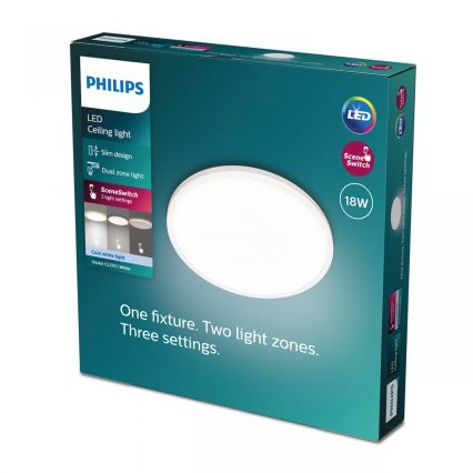 Philips - LED Dimmable φωτιστικό οροφής SCENE SWITCH LED/18W/230V διάμετρος 30 cm 4000K λευκό