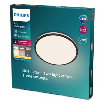 Philips - LED Dimmable φωτιστικό οροφής SCENE SWITCH LED/22W/230V διάμετρος 40 cm 2700K μαύρο