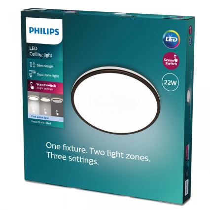 Philips - LED Dimmable φωτιστικό οροφής SCENE SWITCH LED/22W/230V διάμετρος 40 cm 4000K μαύρο