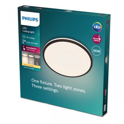 Philips - LED Dimmable φωτιστικό οροφής SCENE SWITCH LED/36W/230V διάμετρος 50 cm 2700K μαύρο