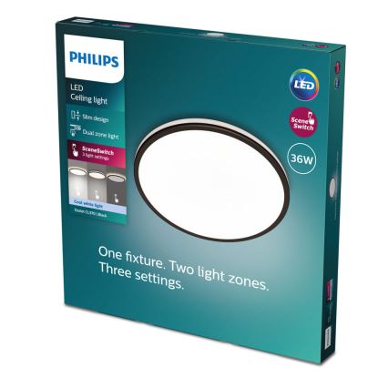 Philips - LED Dimmable φωτιστικό οροφής SCENE SWITCH LED/36W/230V διάμετρος 50 cm 4000K μαύρο