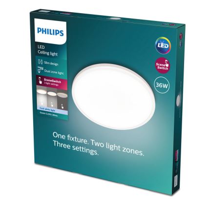 Philips - LED Dimmable φωτιστικό οροφής SCENE SWITCH LED/36W/230V διάμετρος 50 cm 4000K λευκό