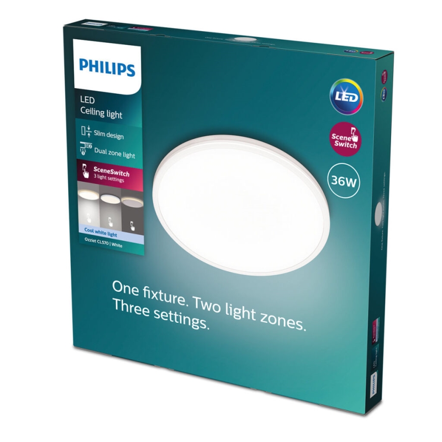 Philips - LED Dimmable φωτιστικό οροφής SCENE SWITCH LED/36W/230V διάμετρος 50 cm 4000K λευκό