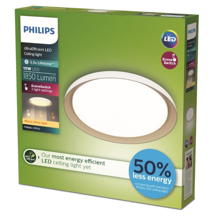 Philips - LED Dimmable φωτιστικό οροφής PEBBLO SCENE SWITCH LED/10W/230V 2700K λευκό