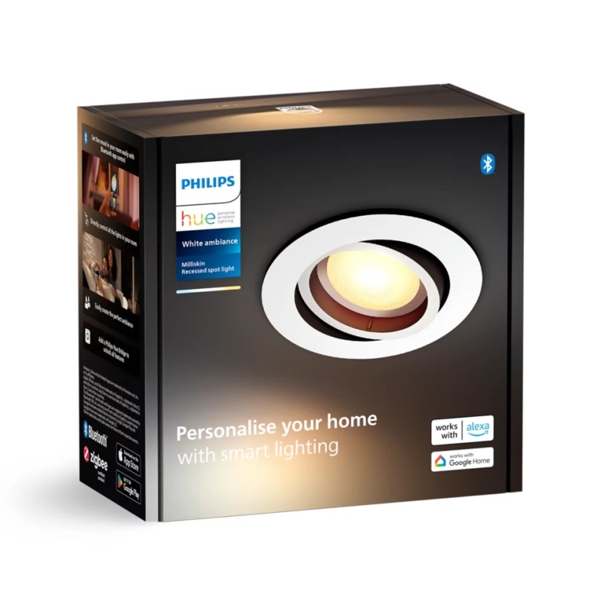 Philips - LED Dimmable χωνευτό φωτιστικό Hue MILLISKIN 1xGU10/4,2W/230V 2200-6500K λευκό