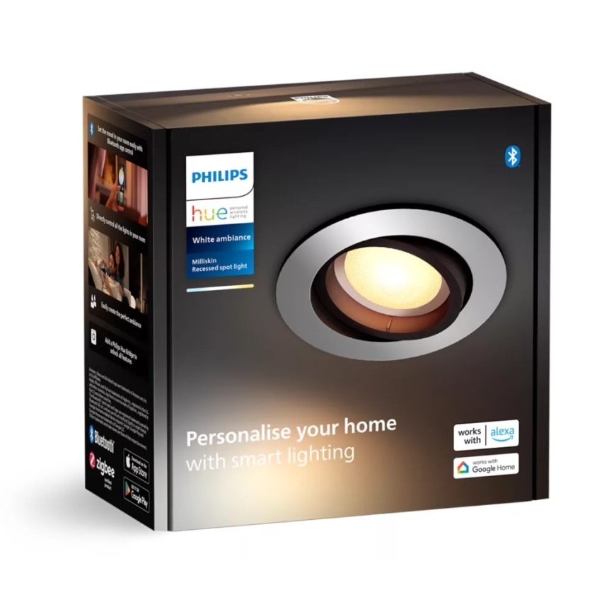 Philips - LED Dimmable χωνευτό φωτιστικό Hue MILLISKIN 1xGU10/4,2W/230V 2200-6500K