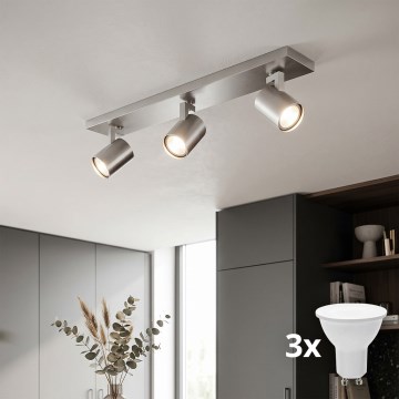Philips - LED φωτιστικό σποτ σε ματ χρώμιο, 3x GU10, 20W, 230V