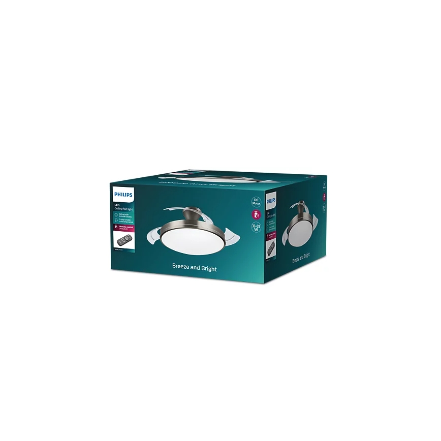 Philips - Φωτιστικό οροφής LED με ανεμιστήρα BLISS LED/35W/230V 5500/4000/2700K νίκελ + τηλεχειριστήριο