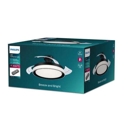 Philips - Φωτιστικό οροφής LED με ανεμιστήρα BLISS LED/35W/230V 5500/4000/2700K μαύρο + τηλεχειριστήριο
