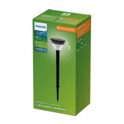 Philips - LED ηλιακό φωτιστικό με αισθητήρα KYNA LED/3,8W/3,7V 800 mAh 2700K IP44 μαύρο