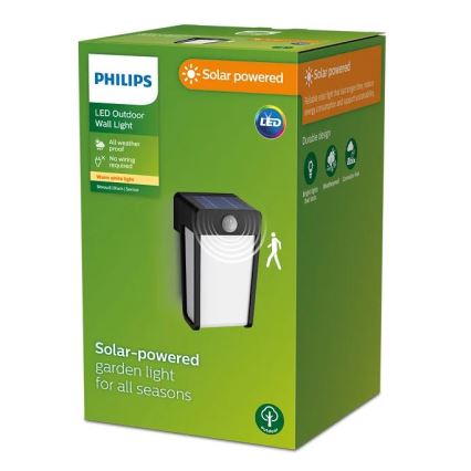 Philips - LED Ηλιακό Επιτοίχιο Φωτιστικό με Αισθητήρα SHROUD LED/2,3W/3,7V 600 mAh IP44