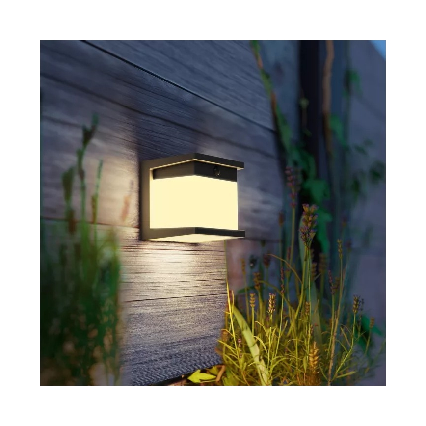 Philips - LED ηλιακό επιτοίχιο φωτιστικό με αισθητήρα DIARA LED/3,8W/3,7V 800 mAh 2700K IP44 μαύρο