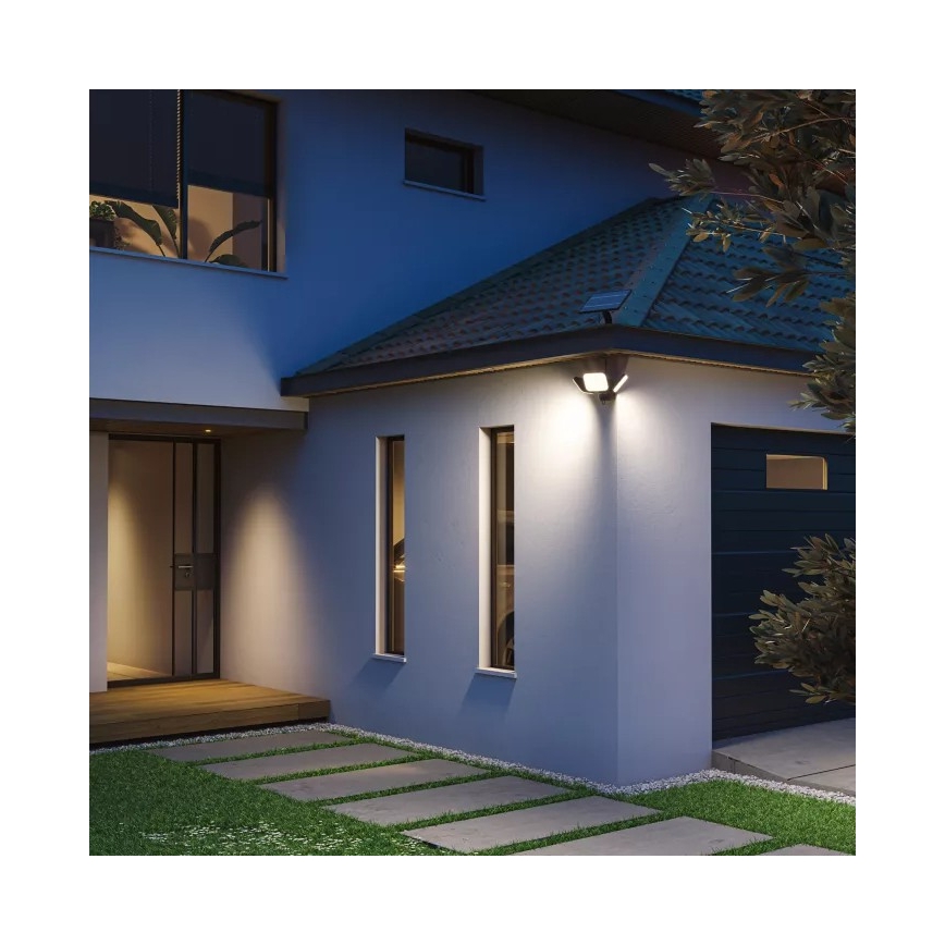 Philips - LED ηλιακό επιτοίχιο φωτιστικό με αισθητήρα ZYREN LED/24,5W/3,7V 2600 mAh 5000K IP65 μαύρο