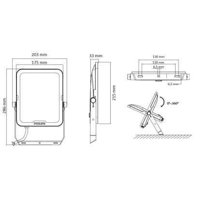 Philips - LED Προβολέας LEDINAIRE ALL-IN LED/70W/230V 3000/4000/6500K IP65 ανθρακί