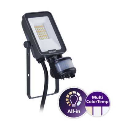 Philips - Προβολέας LED με αισθητήρα κίνησης και σούρουπου LEDINAIRE ALL-IN LED/10W/230V 3000/4000/6500K IP65