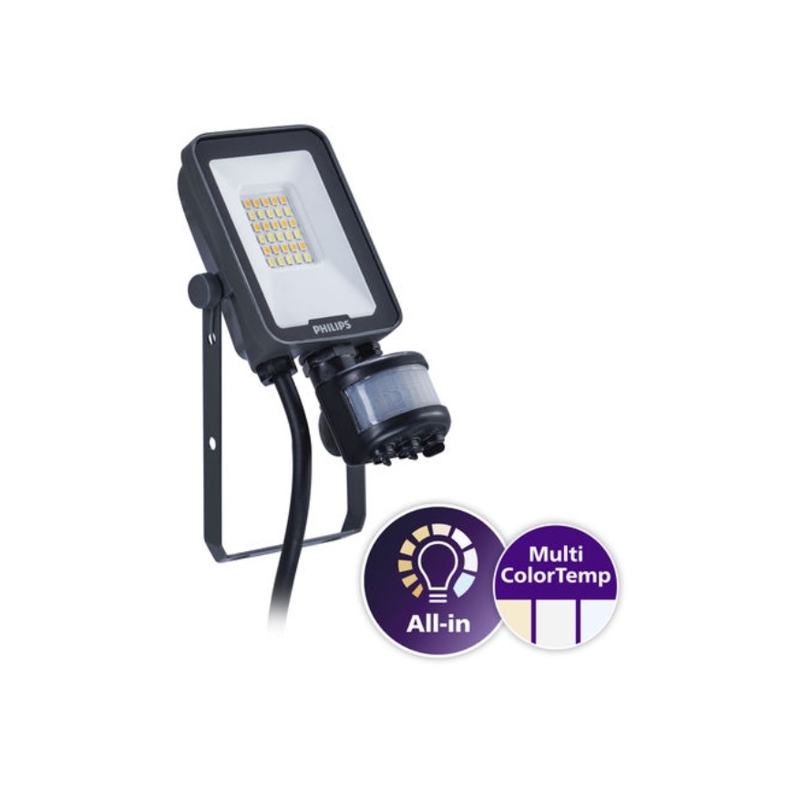Philips - Προβολέας LED με αισθητήρα κίνησης και σούρουπου LEDINAIRE ALL-IN LED/10W/230V 3000/4000/6500K IP65