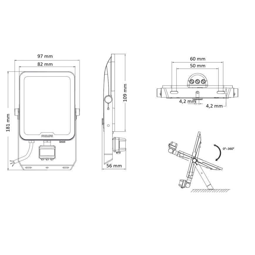 Philips - Προβολέας LED με αισθητήρα κίνησης και σούρουπου LEDINAIRE ALL-IN LED/20W/230V 3000/4000/6500K IP65