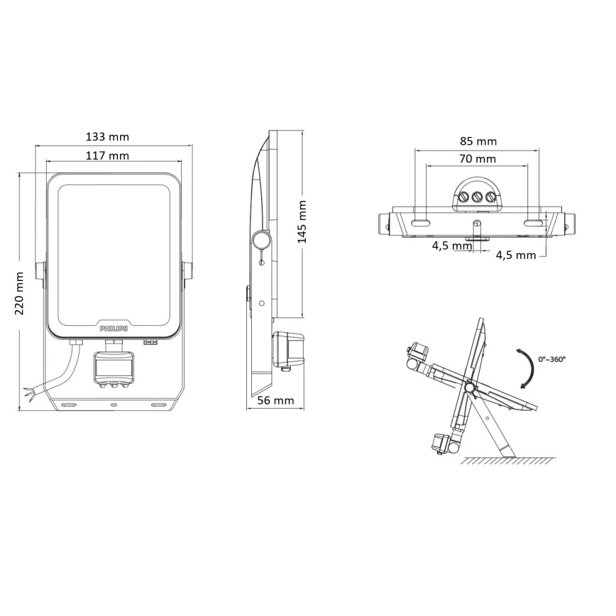 Philips - Προβολέας LED με ανιχνευτή κίνησης και σούρουπου LEDINAIRE ALL-IN LED/30W/230V 3000/4000/6500K IP65