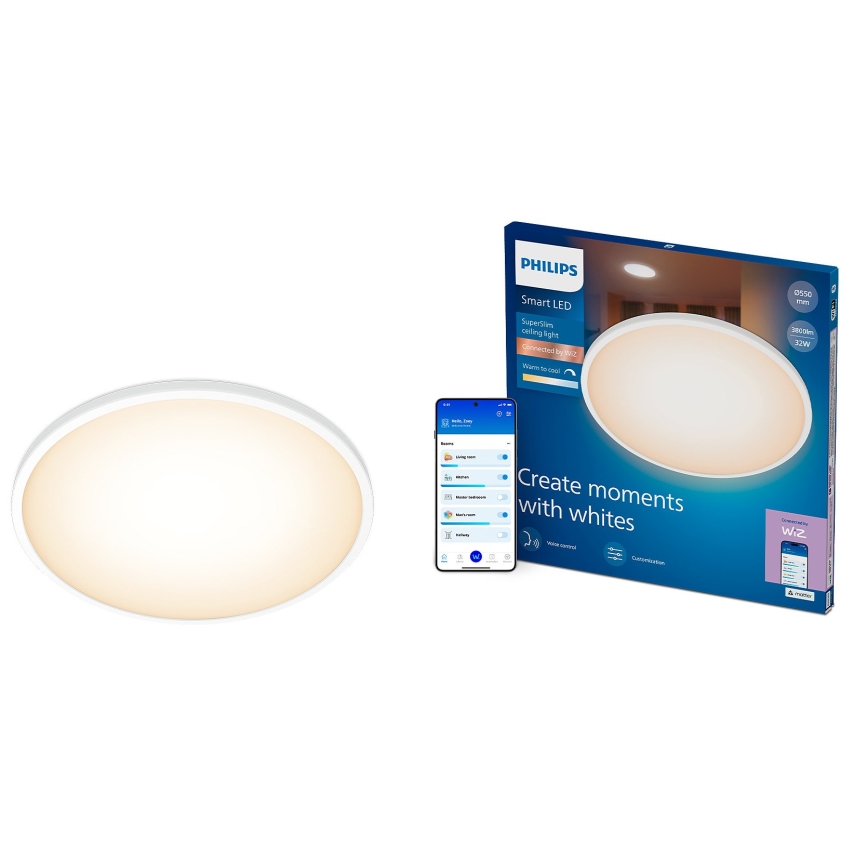 Philips - LED Ρυθμιζόμενο φωτιστικό οροφής SUPERSLIM LED/32W/230V 2700-6500K Wi-Fi