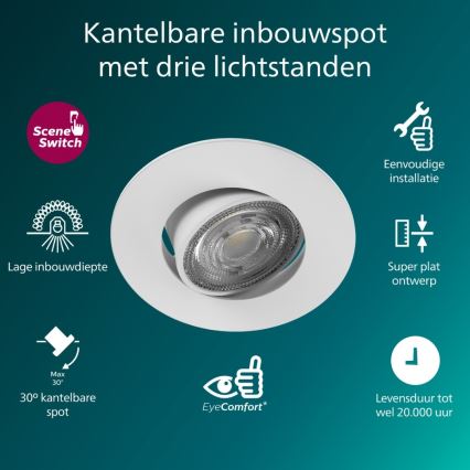Philips - Ρυθμιζόμενο LED χωνευτό φωτιστικό οροφής CILANTRO LED/5W/230V 4000K λευκό
