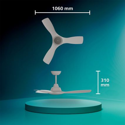 Philips - Ανεμιστήρας οροφής LED με ρύθμιση φωτεινότητας OLAS LED/24W/230V διάμ. 106 cm λευκός + τηλεχειριστήριο