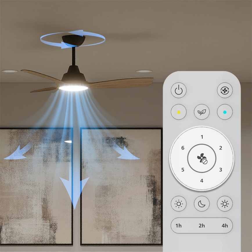 Philips - Ρυθμιζόμενος LED ανεμιστήρας οροφής OLAS LED/24W/230V Ø 106 εκ. μαύρος/καφέ + τηλεχειριστήριο