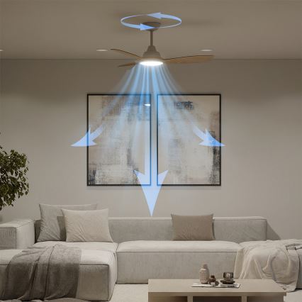 Philips - Ανεμιστήρας οροφής OLAS LED/24W/230V, διάμετρος 106 εκ., λευκό/καφέ, με ρυθμιζόμενο φωτισμό + τηλεχειριστήριο